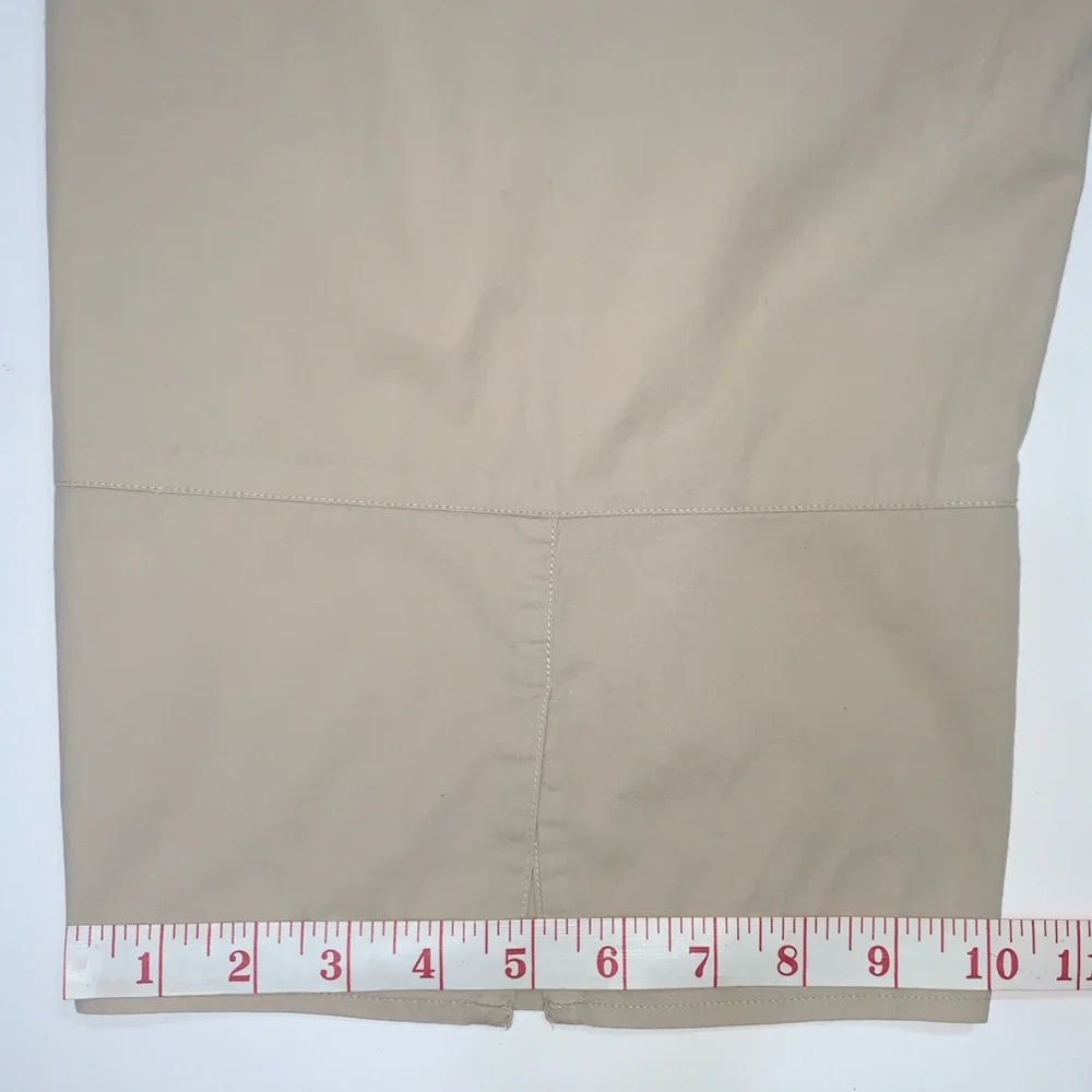 Eileen Fisher Lightweight Poplin Crop Pant Size M Neutral Beige Split Hem - Picture 5 of 8